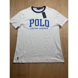 POLO RALPH LAUREN Mens White S- Sleeve Crew Neck TShirt Embroidered Logo Size S